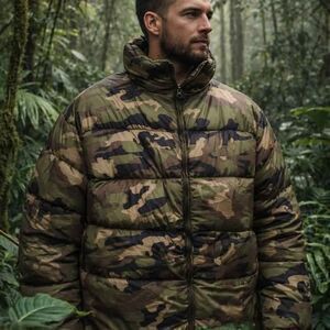 Old Navy Camo Puffer Jacket Men’s L Green Brown Camouflage Quilted Winter Coat